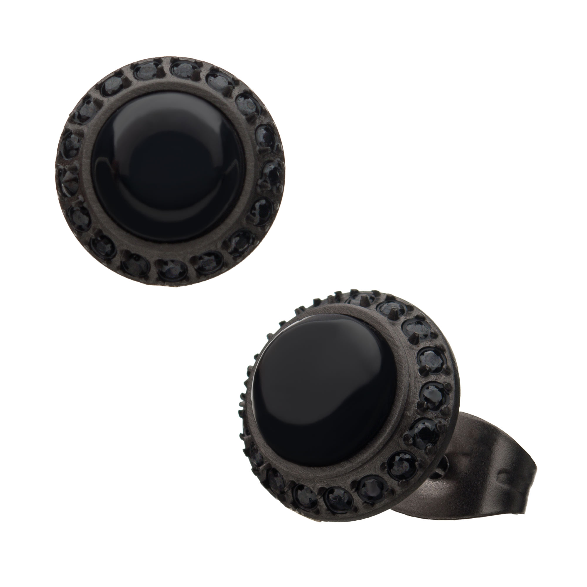 Stainless Steel Antique Bronze Plated with Black CZ Stud Earrings Enchanted Jewelry Plainfield, CT