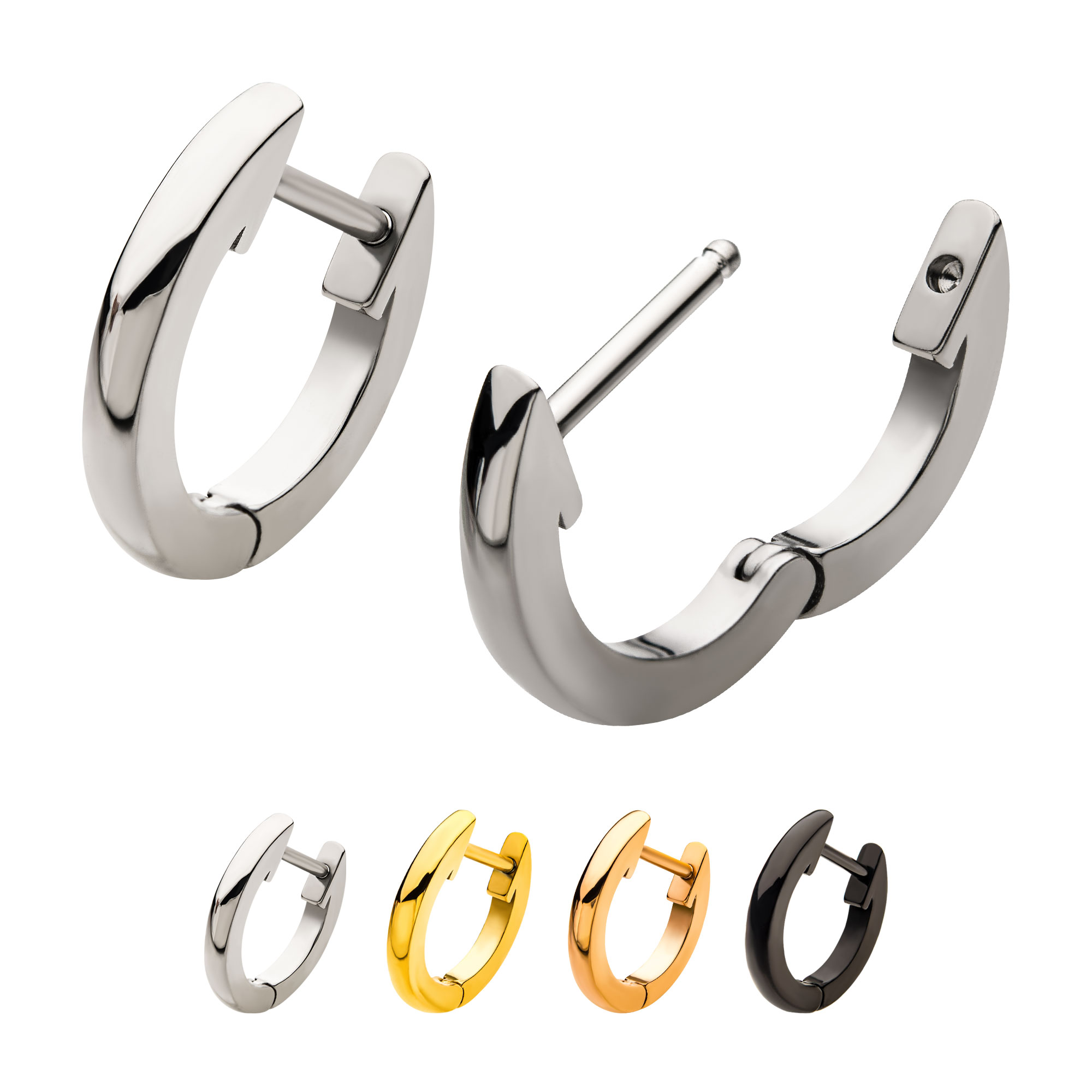 Stainless Steel Plain Huggie Earrings 