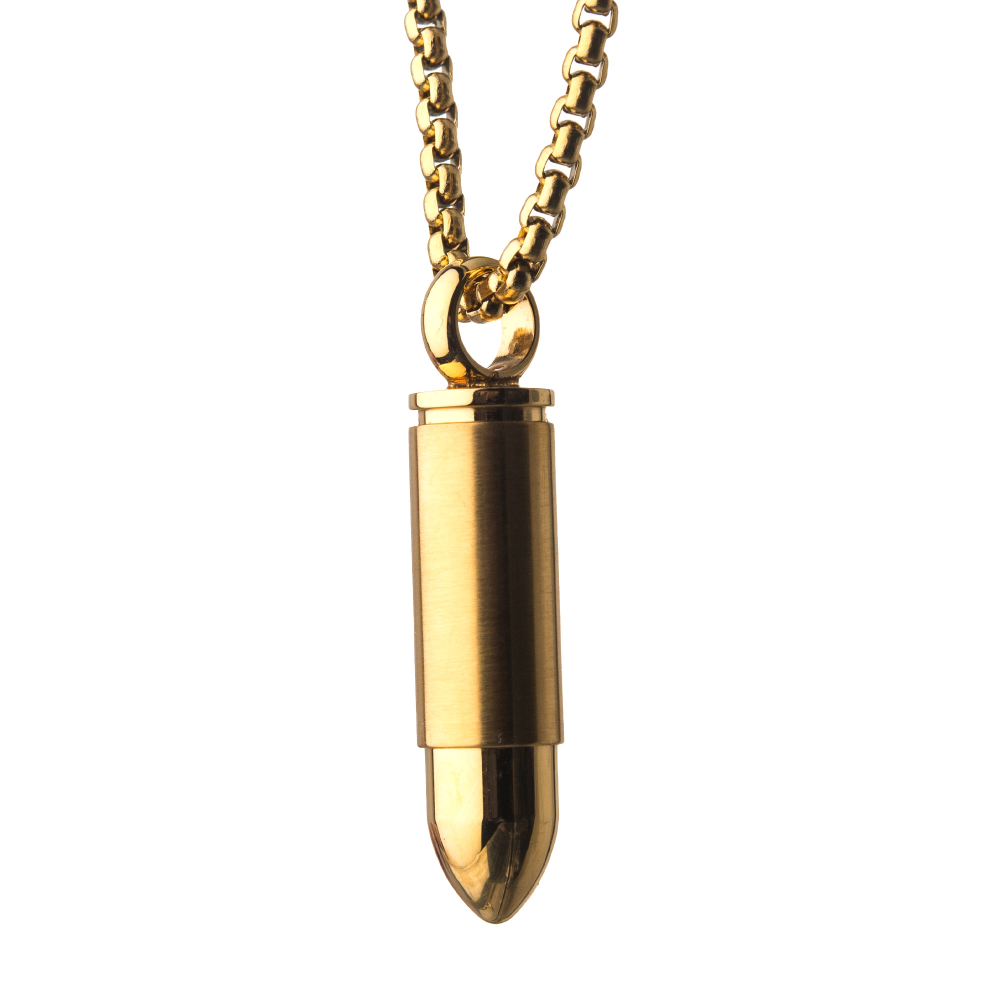 Stainless Steel & Gold IP Memorial Bullet Pendant with Gold IP Chain Image 2 Milano Jewelers Pembroke Pines, FL