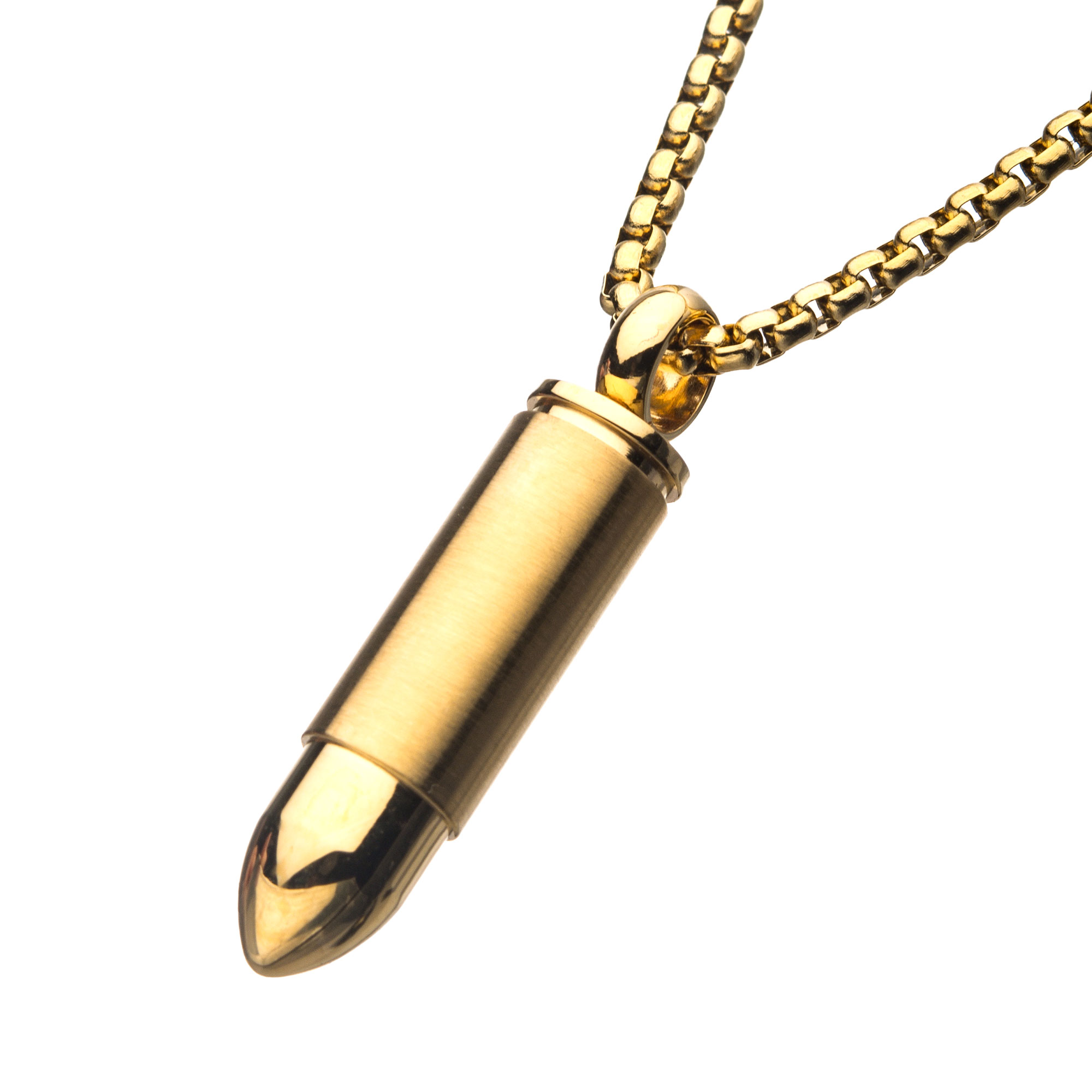 Stainless Steel & Gold IP Memorial Bullet Pendant with Gold IP Chain Image 3 Midtown Diamonds Reno, NV
