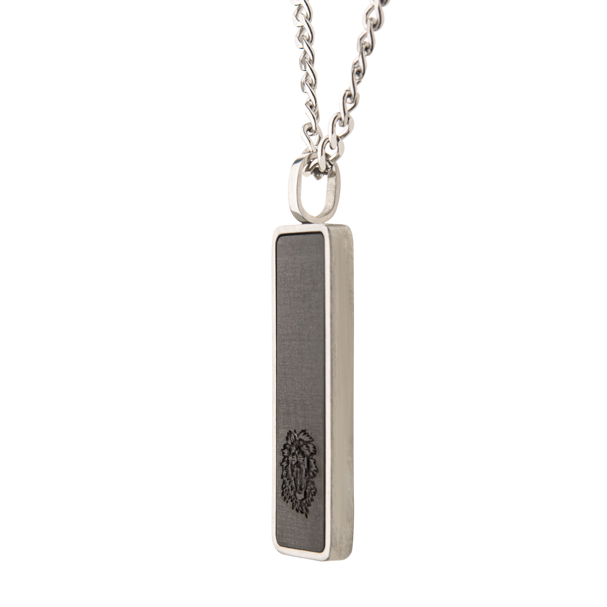 Carbon Fiber & Steel Dog Tag Pendant with Steel Curb Chain Image 3 Ritzi Jewelers Brookville, IN