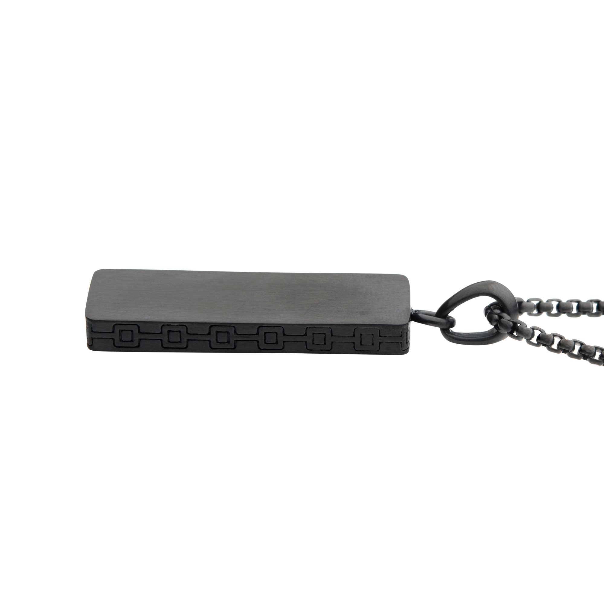 Matte Black IP Engravable Drop Pendant with Round Box Chain Image 3 K. Martin Jeweler Dodge City, KS