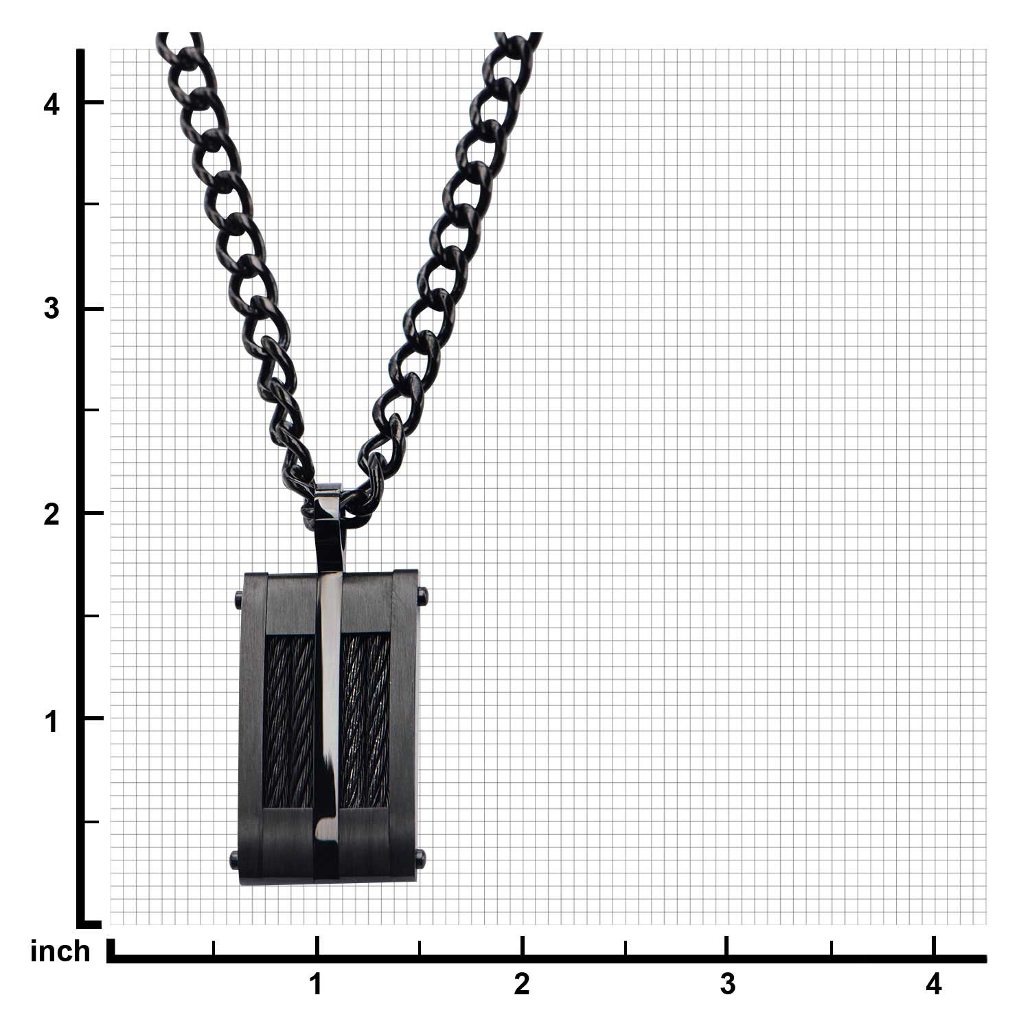 Black Plated & Cable Inlayed Dog Tag Pendant with  Chain Image 3 Ken Walker Jewelers Gig Harbor, WA