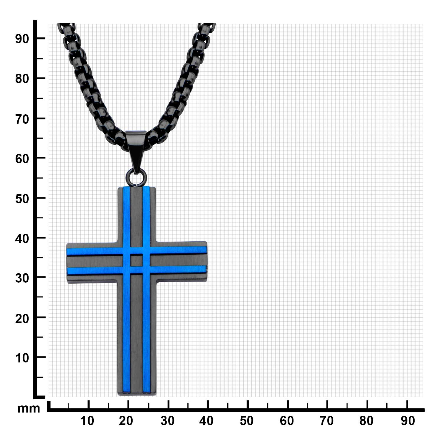 Matte Black & Blue Plated Layer Cross Pendant with Chain Image 3 Midtown Diamonds Reno, NV