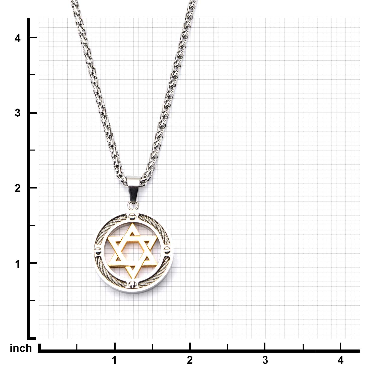 Steel Gold Plated Star of David with Cable Inlayed in Circle Pendant Image 3 Ken Walker Jewelers Gig Harbor, WA