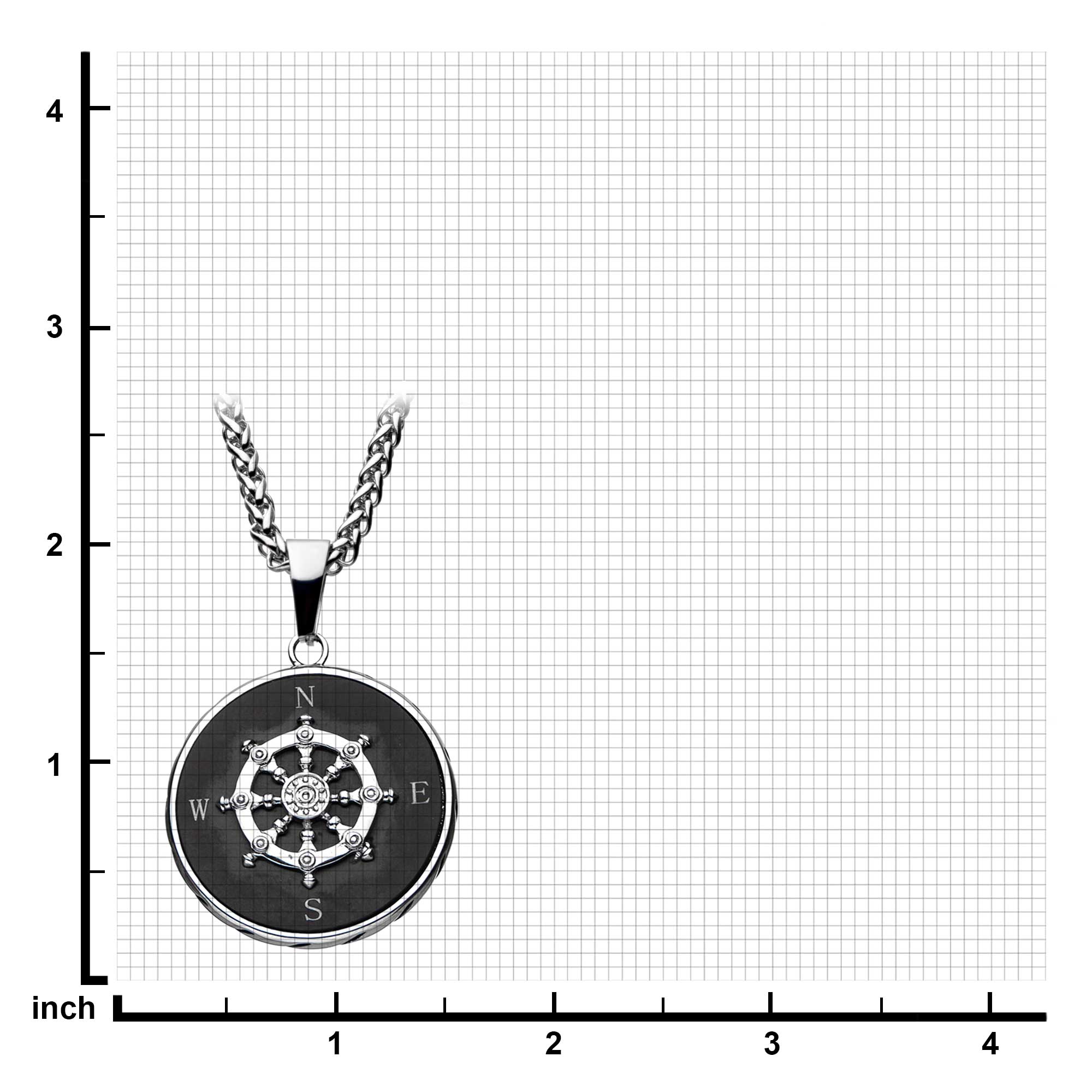 Stainless Steel Black Plated Ship's Wheel Compass Pendant with Chain Image 4 Enchanted Jewelry Plainfield, CT