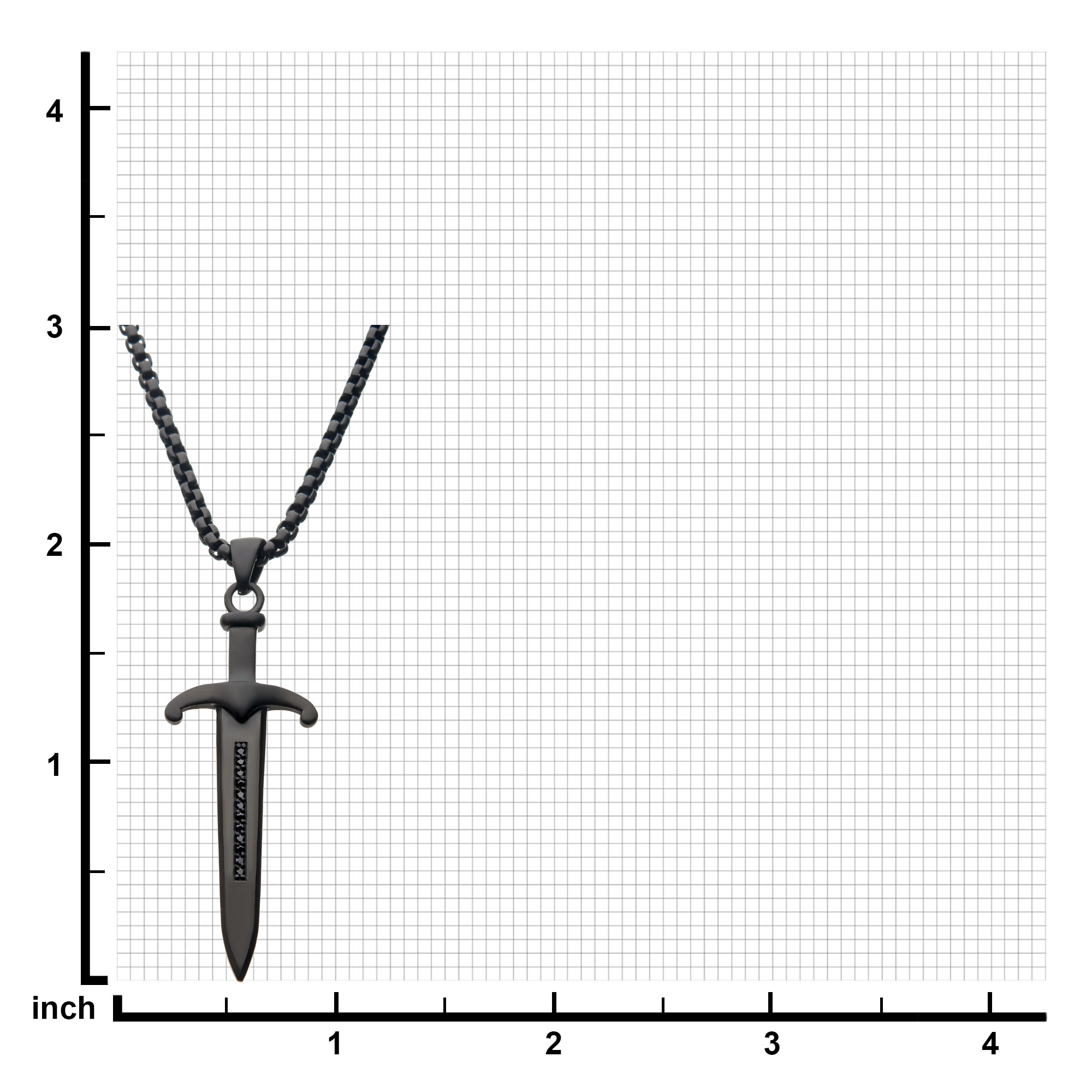 Steel Black Plated Sword Pendant with Black Bold Box Chain Image 4 Spath Jewelers Bartow, FL