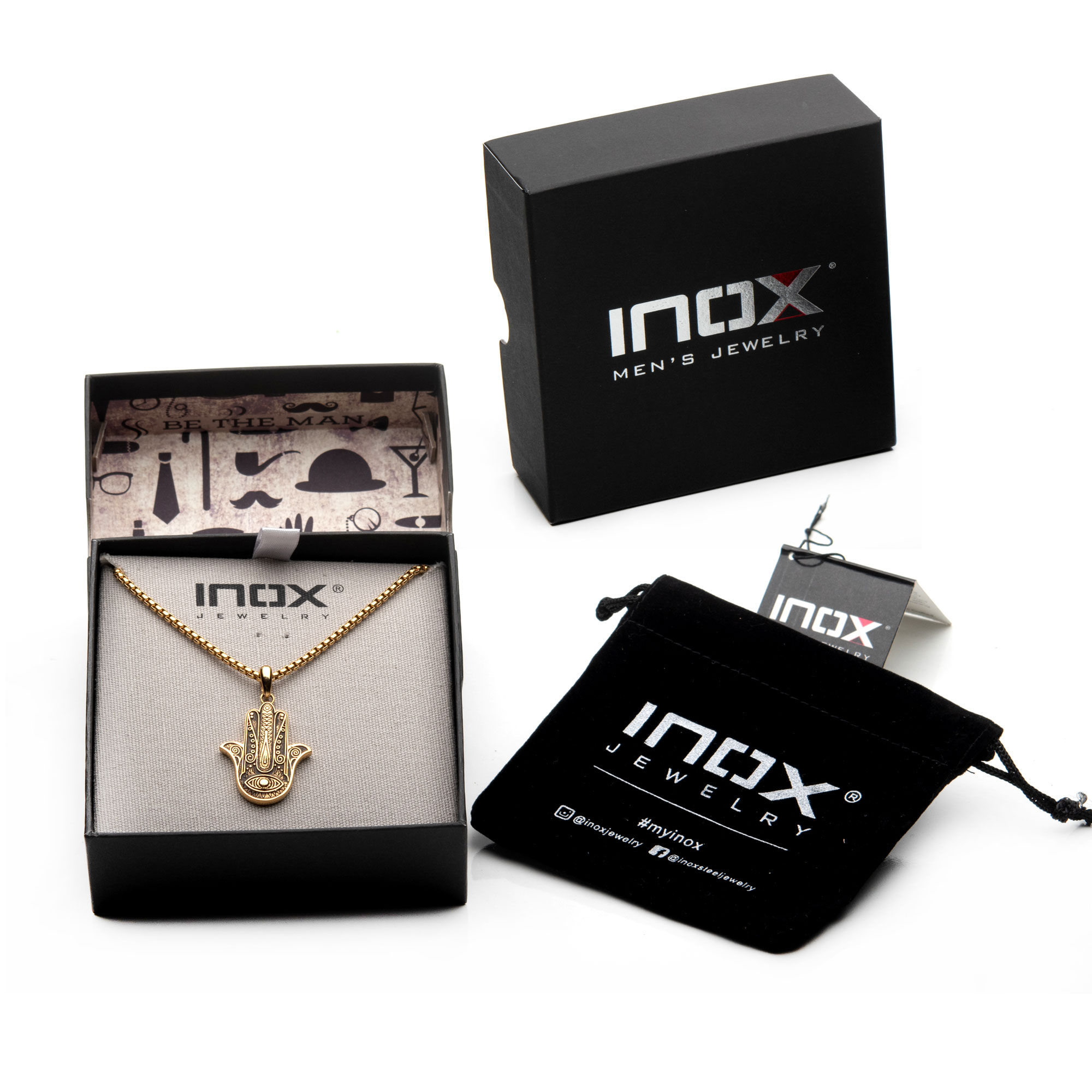 Gold Plated with Hamsa Pendant, with Gold Plated Bold Box Chain Image 4 K. Martin Jeweler Dodge City, KS
