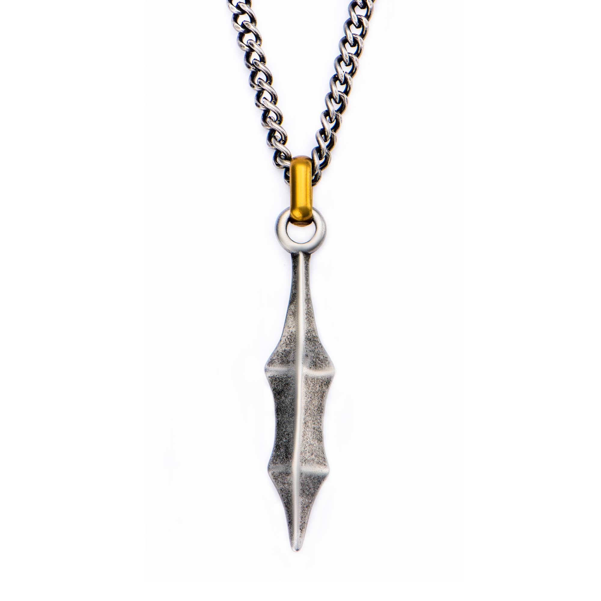 Antique Finish with an Antiqued Gold Plated Bail Medieval Blade Pendant Ken Walker Jewelers Gig Harbor, WA