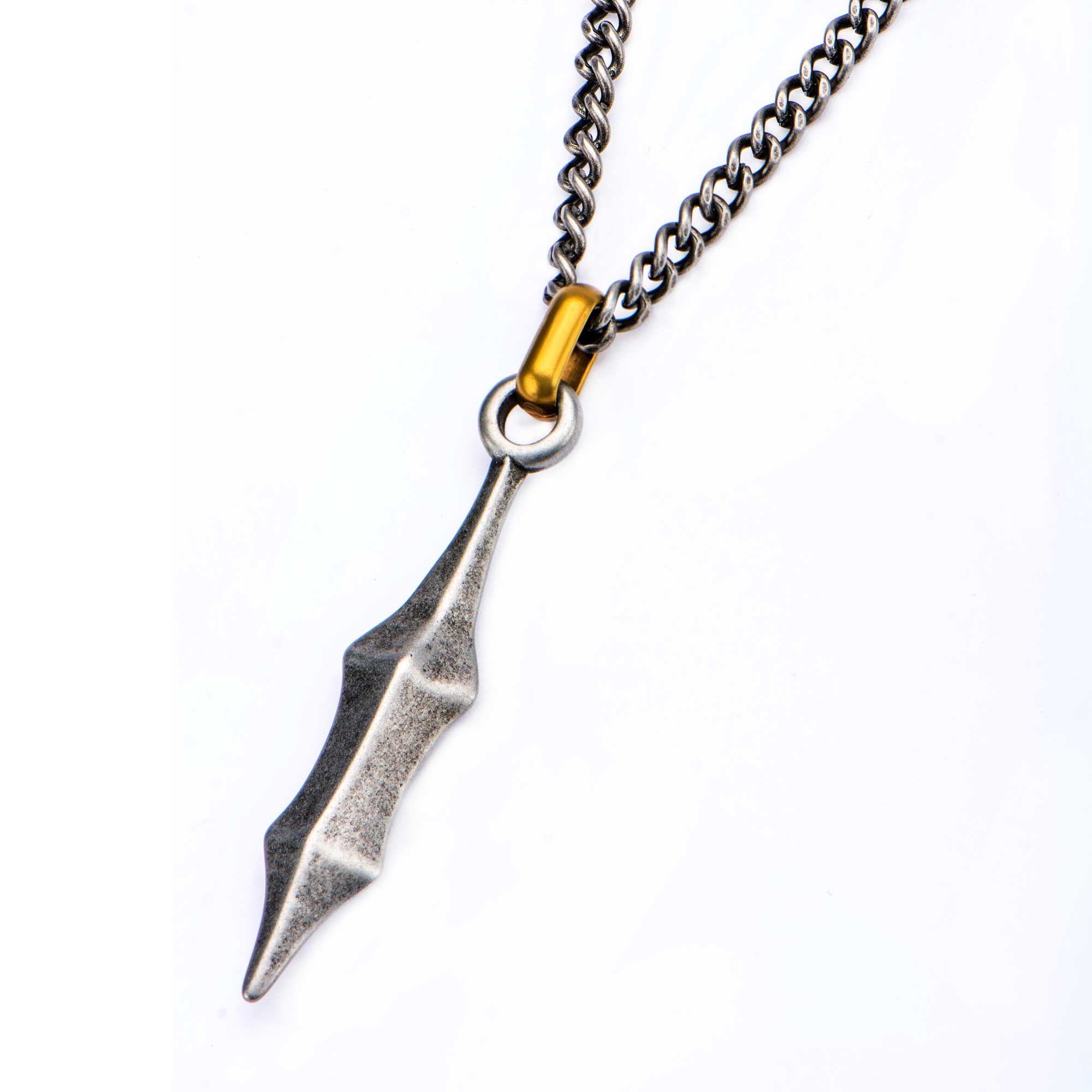 Antique Finish with an Antiqued Gold Plated Bail Medieval Blade Pendant Image 2 Ken Walker Jewelers Gig Harbor, WA