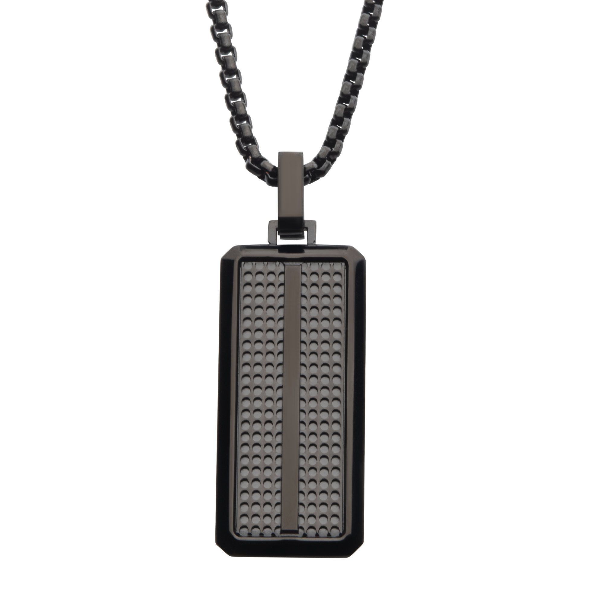 Black IP Streamline Dog Tag Pendant with Bold Box Chain Enchanted Jewelry Plainfield, CT