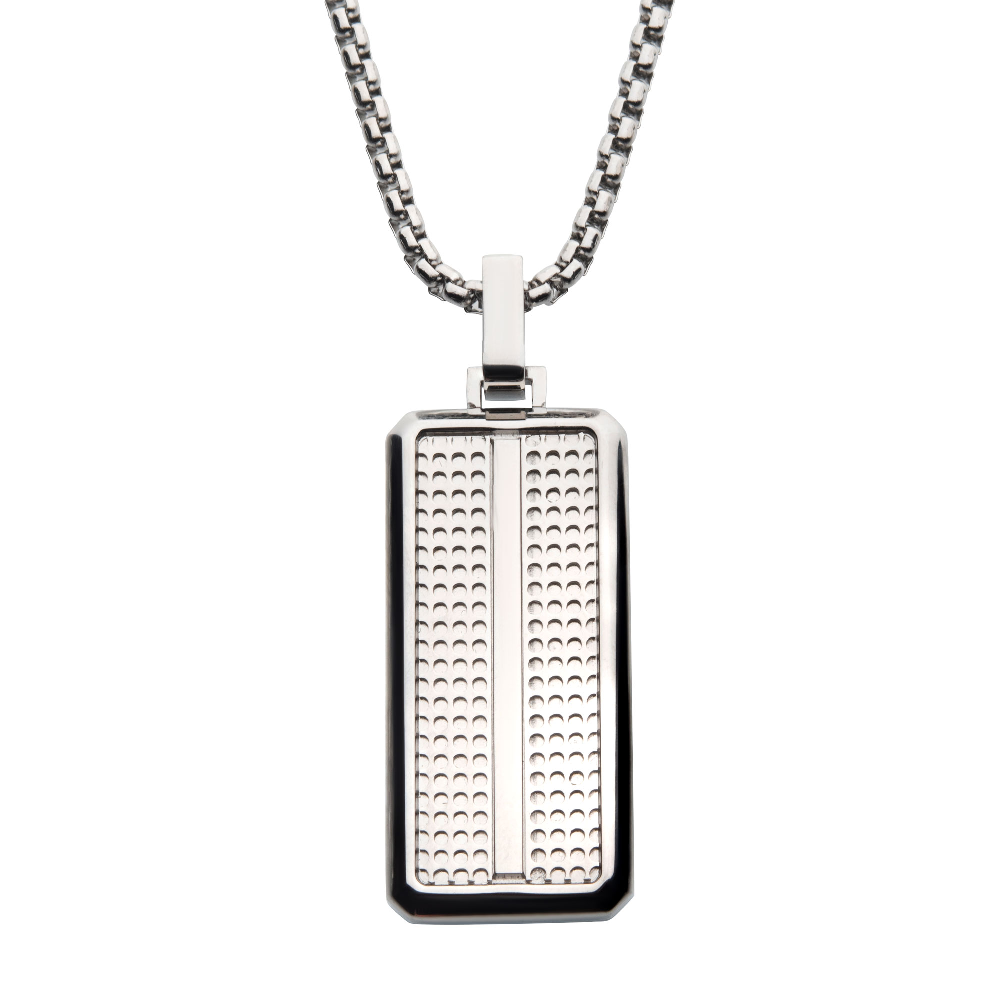 Steel Streamline Dog Tag Pendant with Bold Box Chain Enchanted Jewelry Plainfield, CT