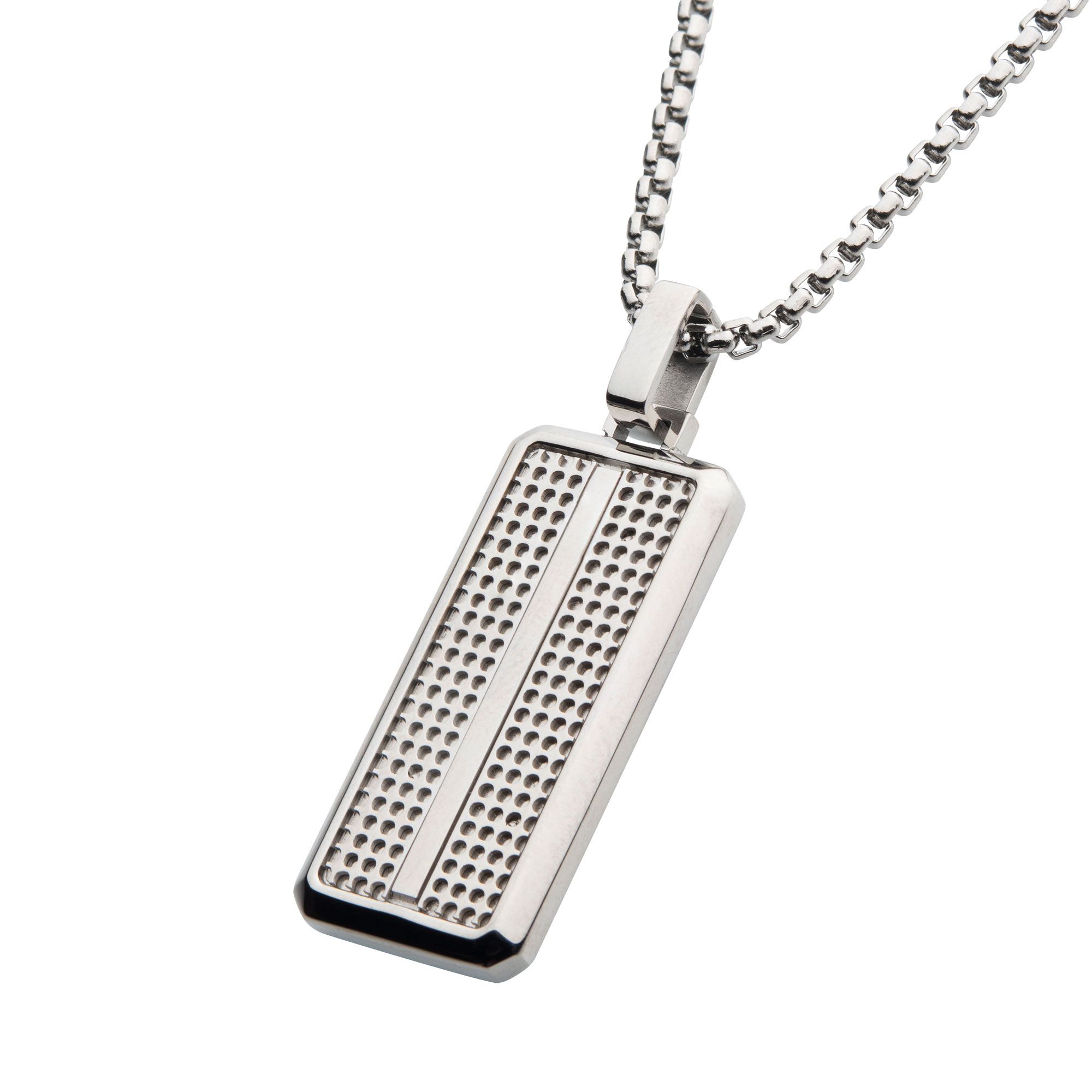 Steel Streamline Dog Tag Pendant with Bold Box Chain Image 2 Mueller Jewelers Chisago City, MN