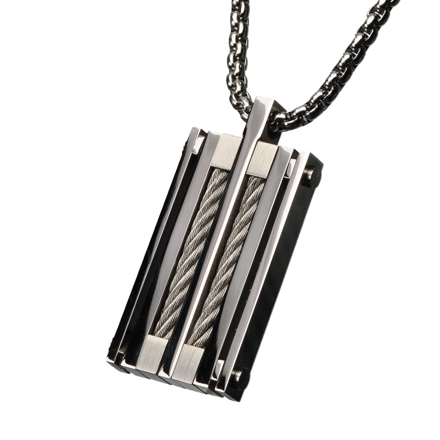 Chunky Cable Polished Dog Tag Pendant Image 2 Ritzi Jewelers Brookville, IN