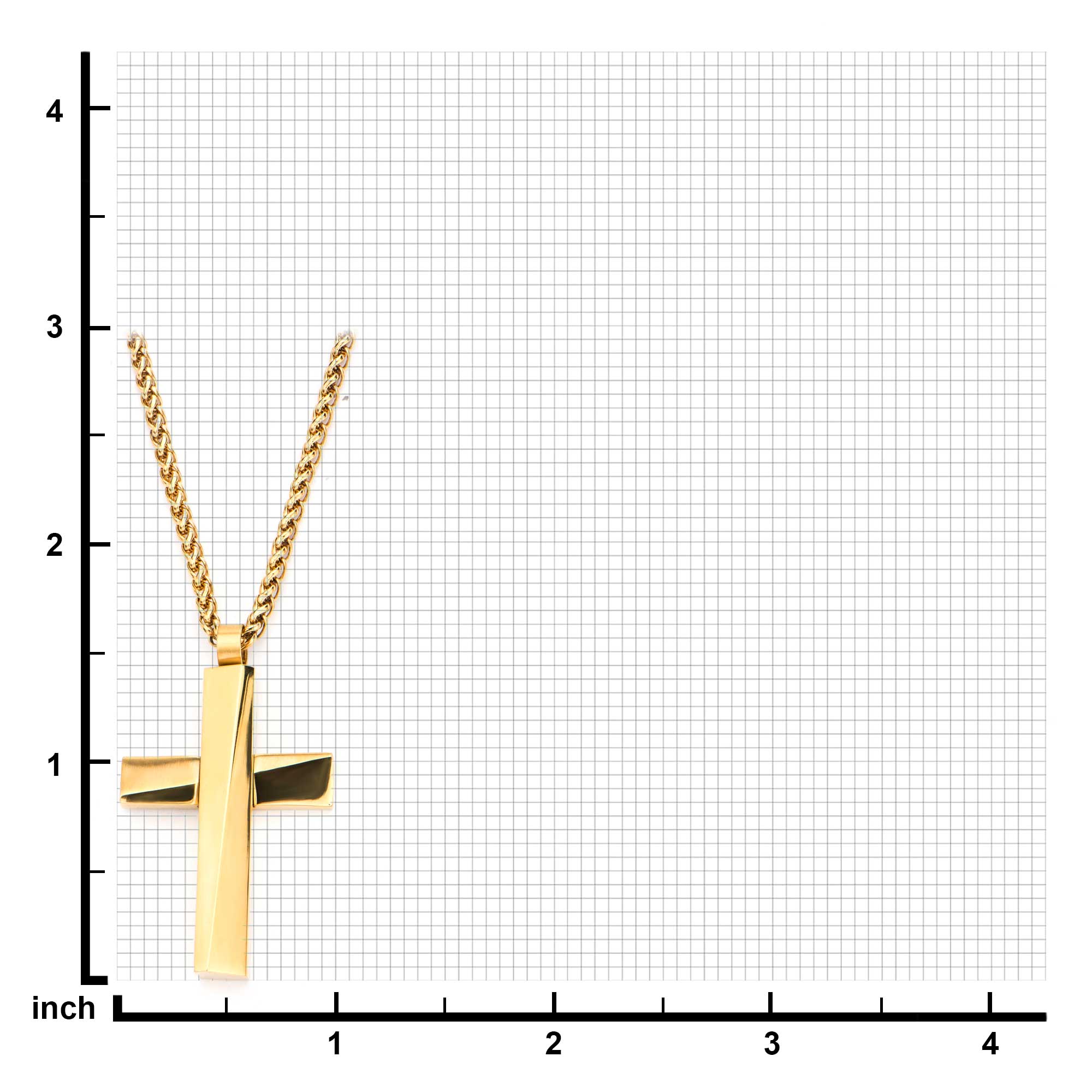 Gold Plated Cross Pendant with Gold Plated Round Wheat Chain Image 4 Milano Jewelers Pembroke Pines, FL