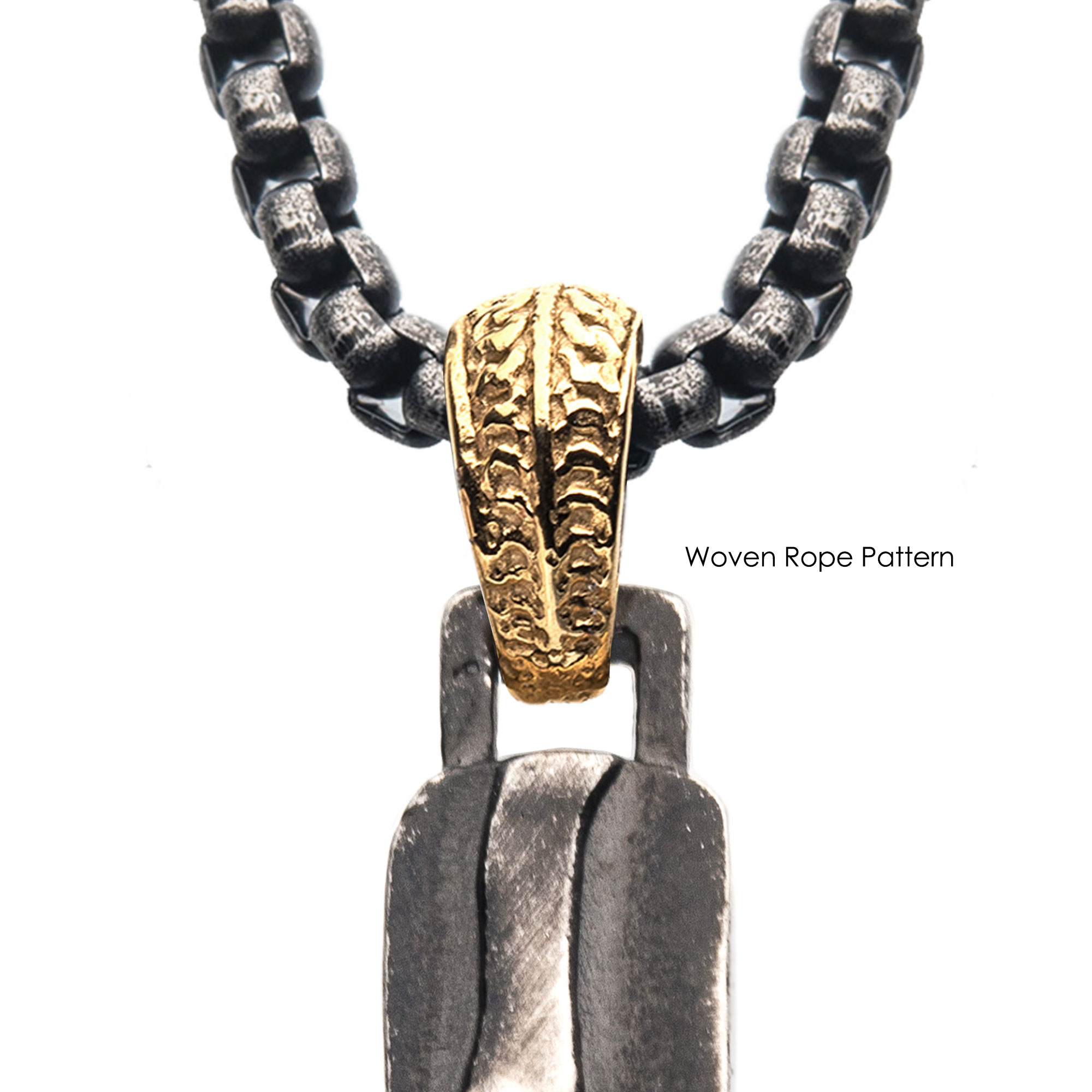 Gun Metal Plated 3D Canyon Pattern Pendant with Box Chain Image 4 Midtown Diamonds Reno, NV