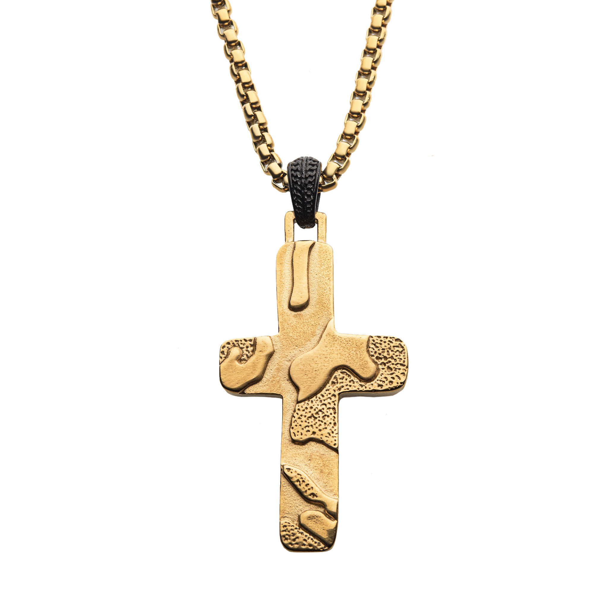 Gold Plated 3D Canyon Pattern Pendant with Box Chain Midtown Diamonds Reno, NV