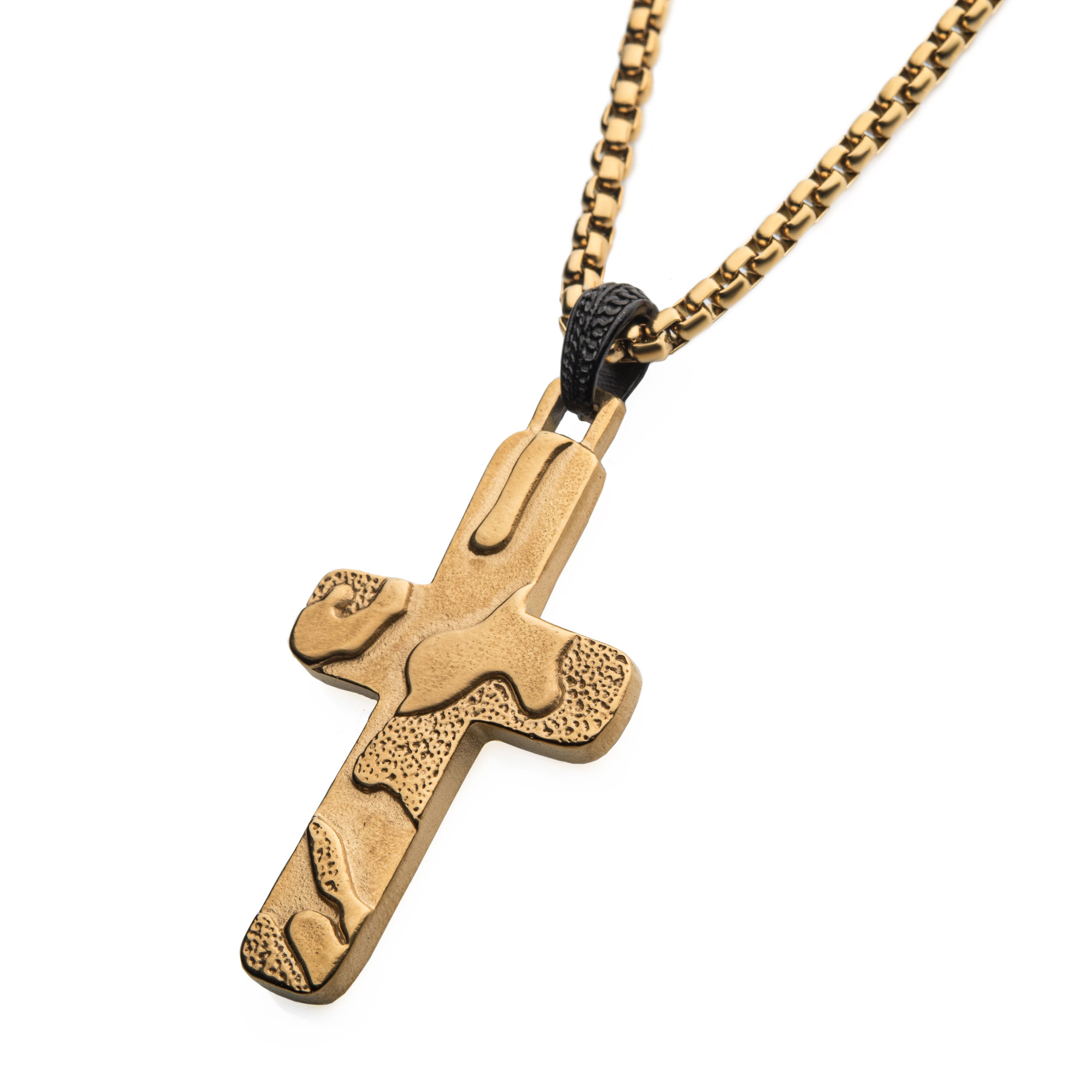 Gold Plated 3D Canyon Pattern Pendant with Box Chain Image 2 Midtown Diamonds Reno, NV
