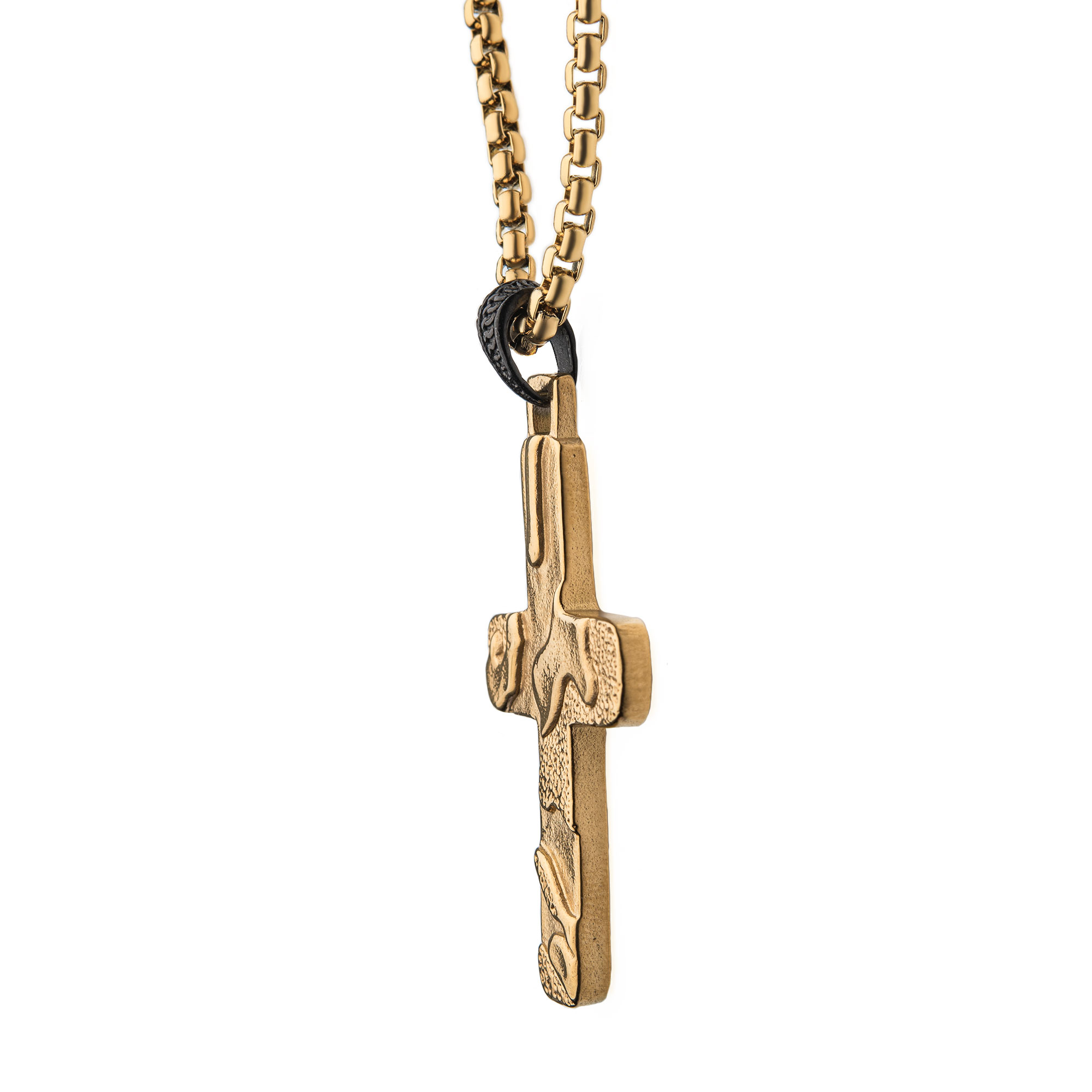 Gold Plated 3D Canyon Pattern Pendant with Box Chain Image 3 Midtown Diamonds Reno, NV