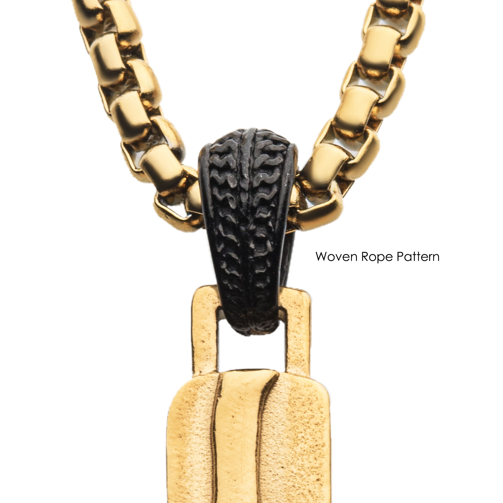 Gold Plated 3D Canyon Pattern Pendant with Box Chain Image 4 Milano Jewelers Pembroke Pines, FL