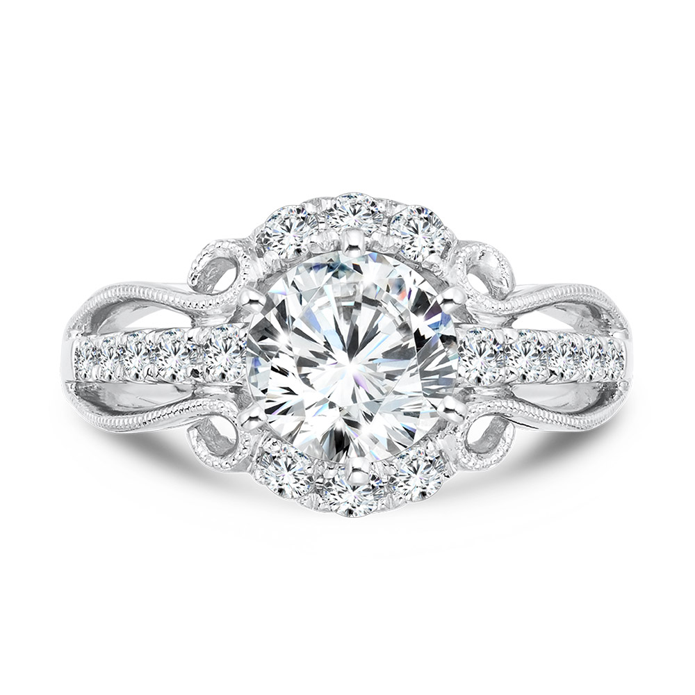 Vintage Six-Prong Milgrain Diamond Engagement Ring Image 3 Gold Mine Jewelers Jackson, CA