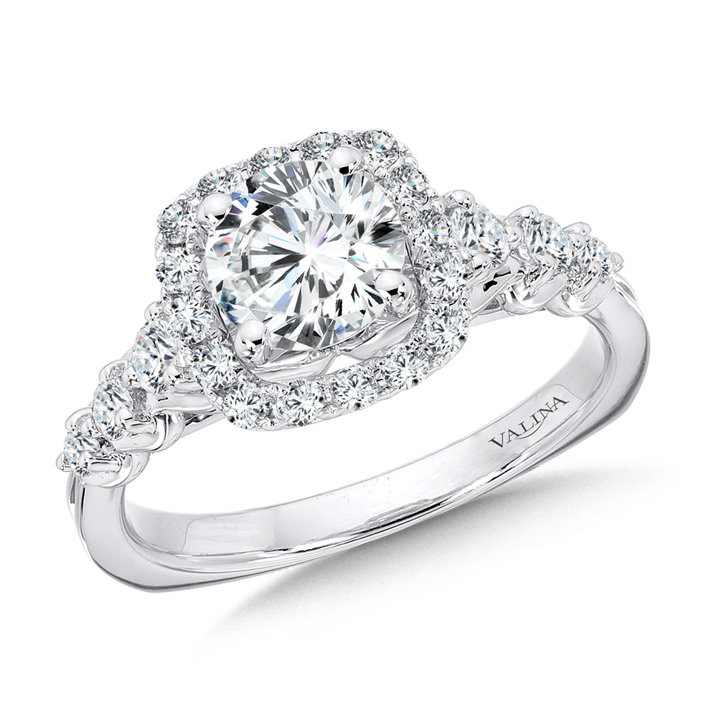 Tapered Cushion-Shaped Halo Diamond Engagement Ring Gold Mine Jewelers Jackson, CA
