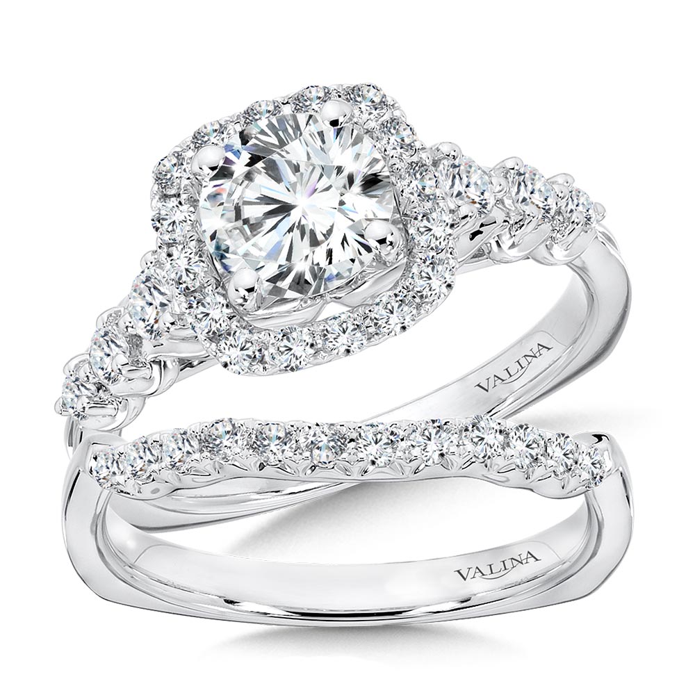 Tapered Cushion-Shaped Halo Diamond Engagement Ring Image 4 Coughlin Jewelers St. Clair, MI