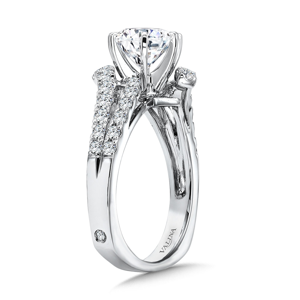 Six-Prong Bypass Split Shank Diamond Engagement Ring Image 2 The Jewelry Source El Segundo, CA