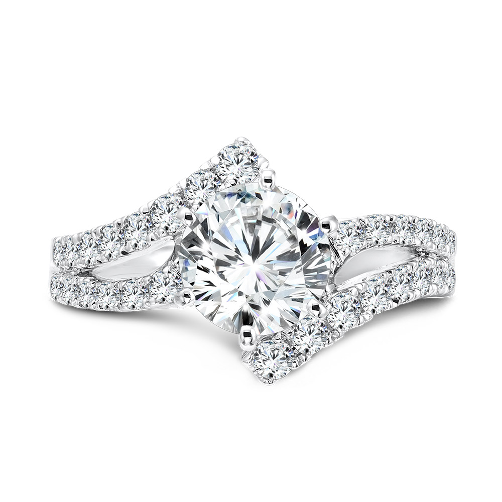 Six-Prong Bypass Split Shank Diamond Engagement Ring Image 3 The Jewelry Source El Segundo, CA