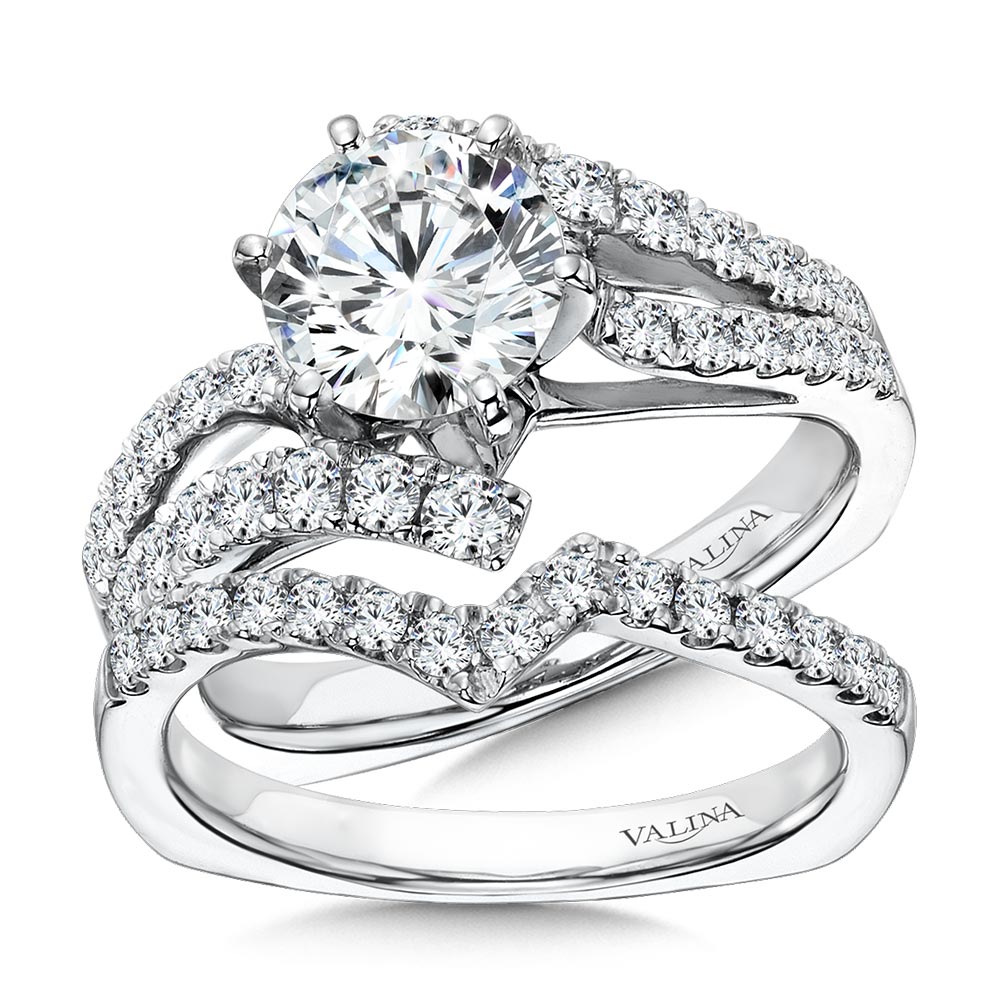 Six-Prong Bypass Split Shank Diamond Engagement Ring Image 4 The Jewelry Source El Segundo, CA