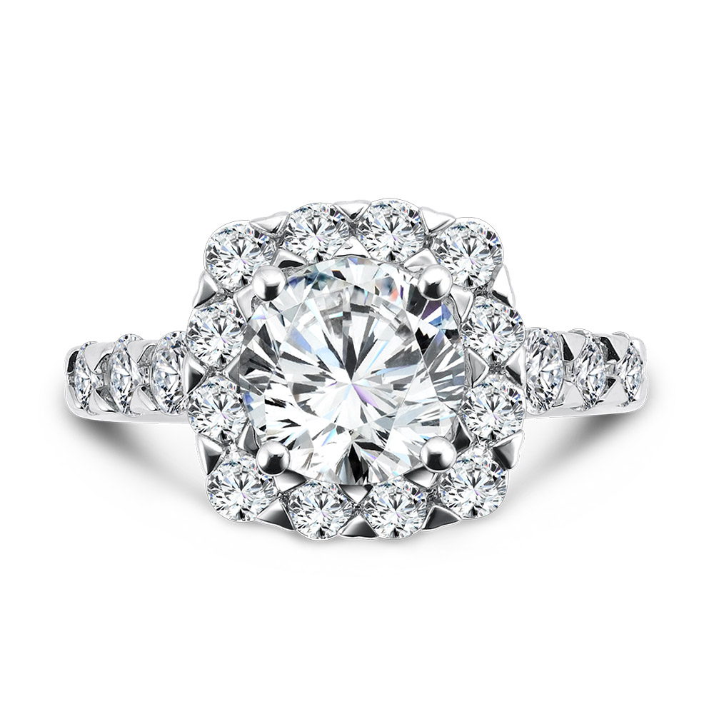 Unique Cushion-Shaped Halo Diamond Engagement Ring Image 3 The Jewelry Source El Segundo, CA