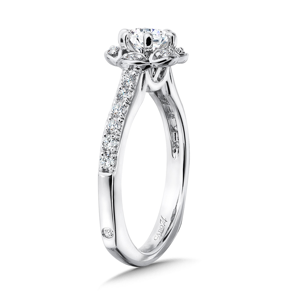 Six-Prong Floral Halo Diamond Engagement Ring Image 2 Gold Mine Jewelers Jackson, CA