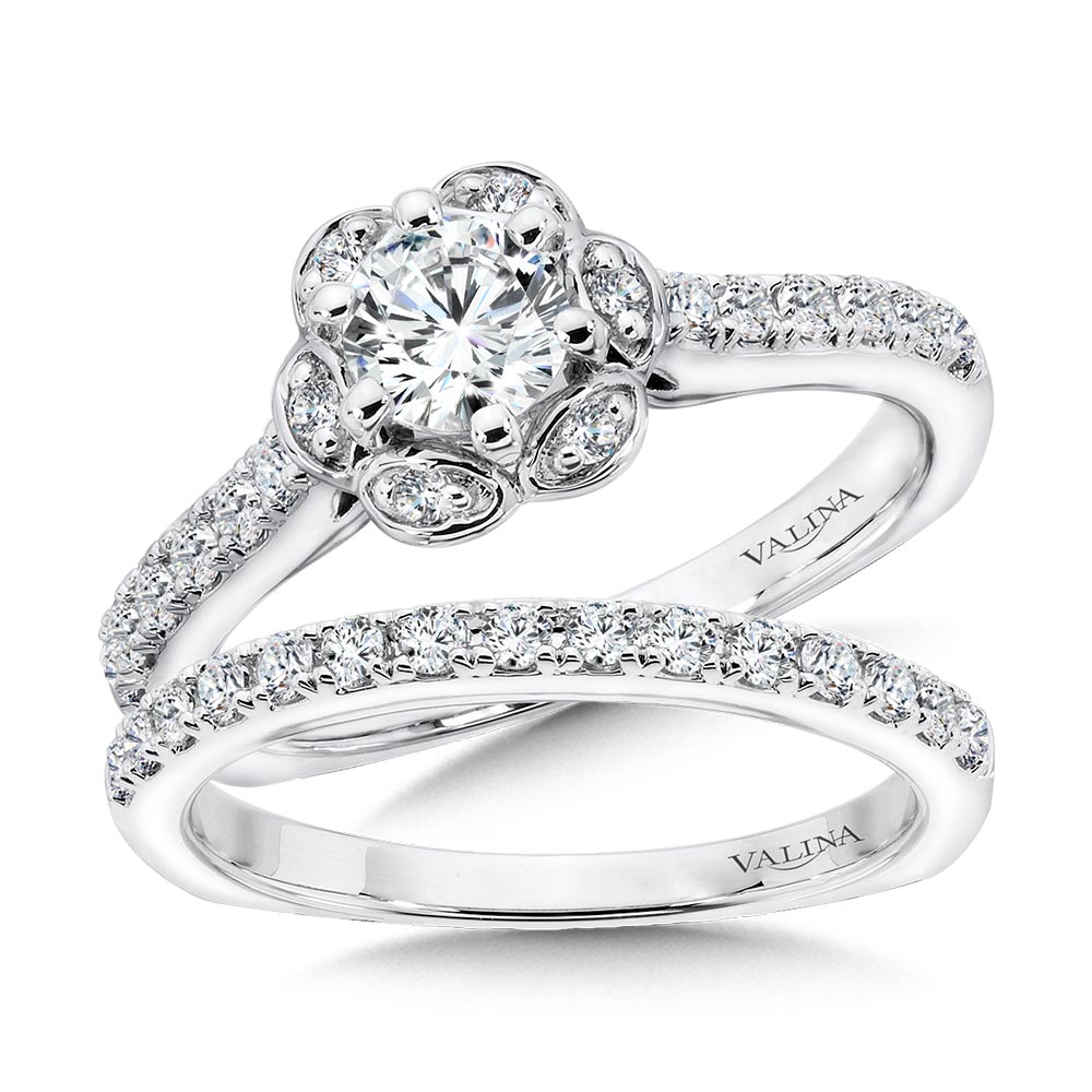 Six-Prong Floral Halo Diamond Engagement Ring Image 4 Gold Mine Jewelers Jackson, CA