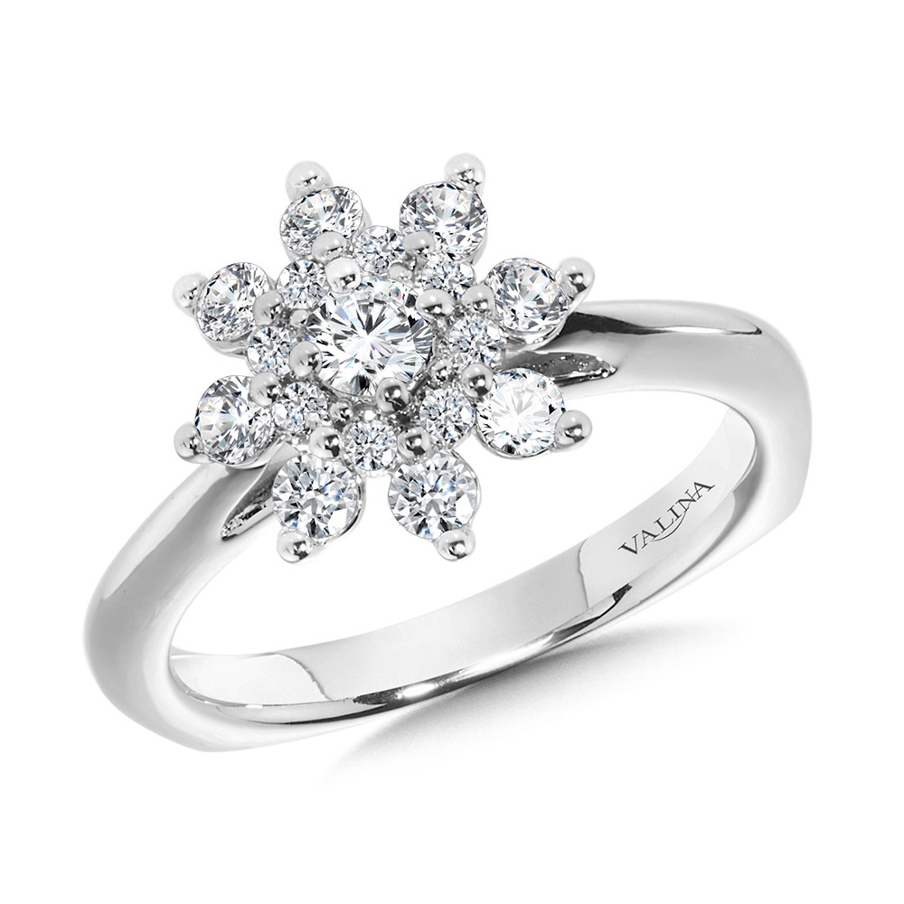 Modern Floral Halo Diamond Engagement Ring Gold Mine Jewelers Jackson, CA