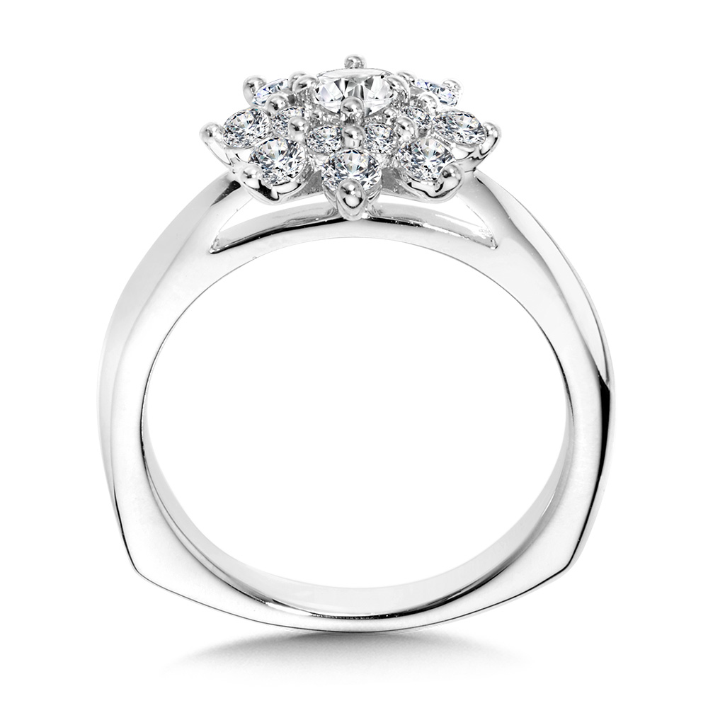 Modern Floral Halo Diamond Engagement Ring Image 2 Coughlin Jewelers St. Clair, MI