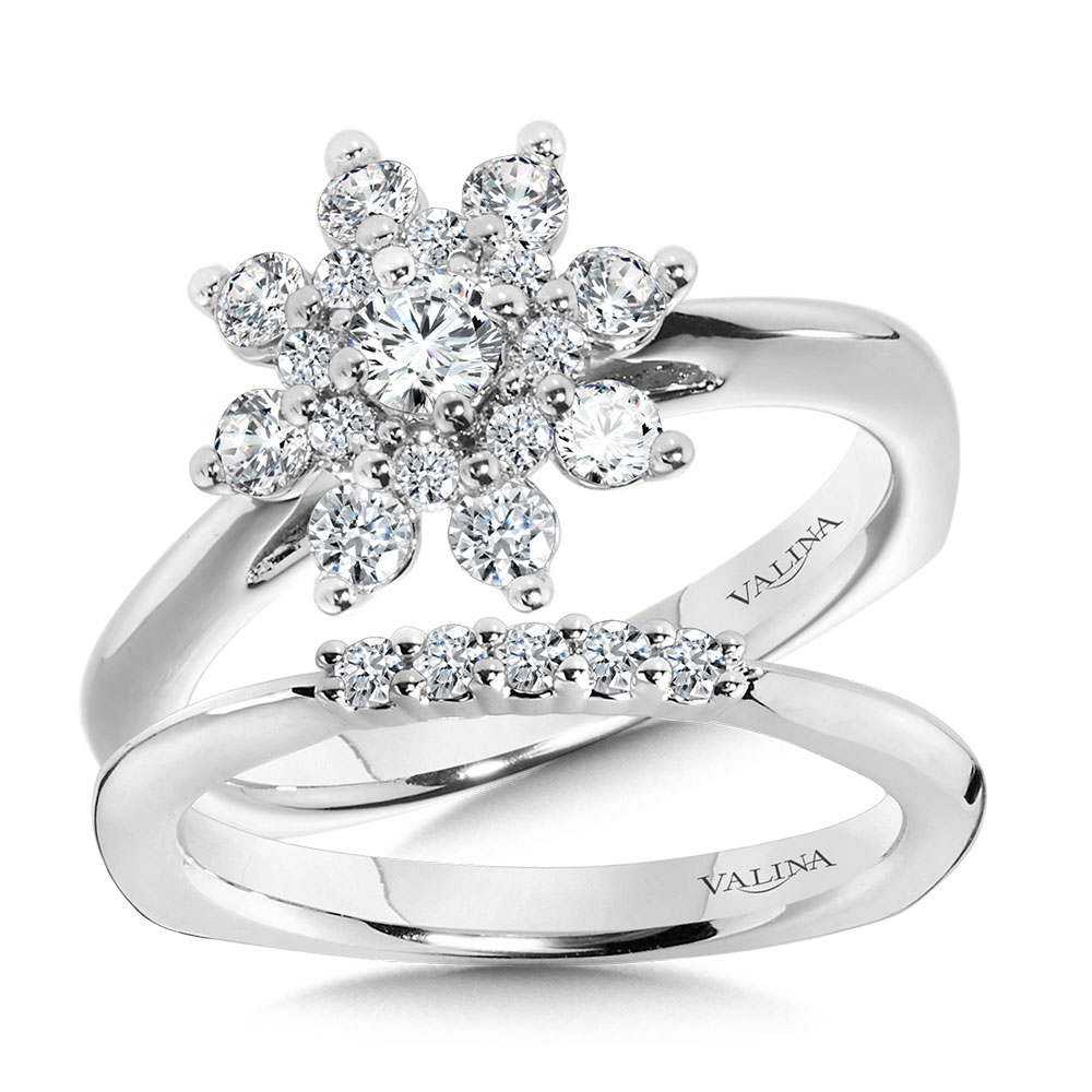 Modern Floral Halo Diamond Engagement Ring Image 3 Coughlin Jewelers St. Clair, MI