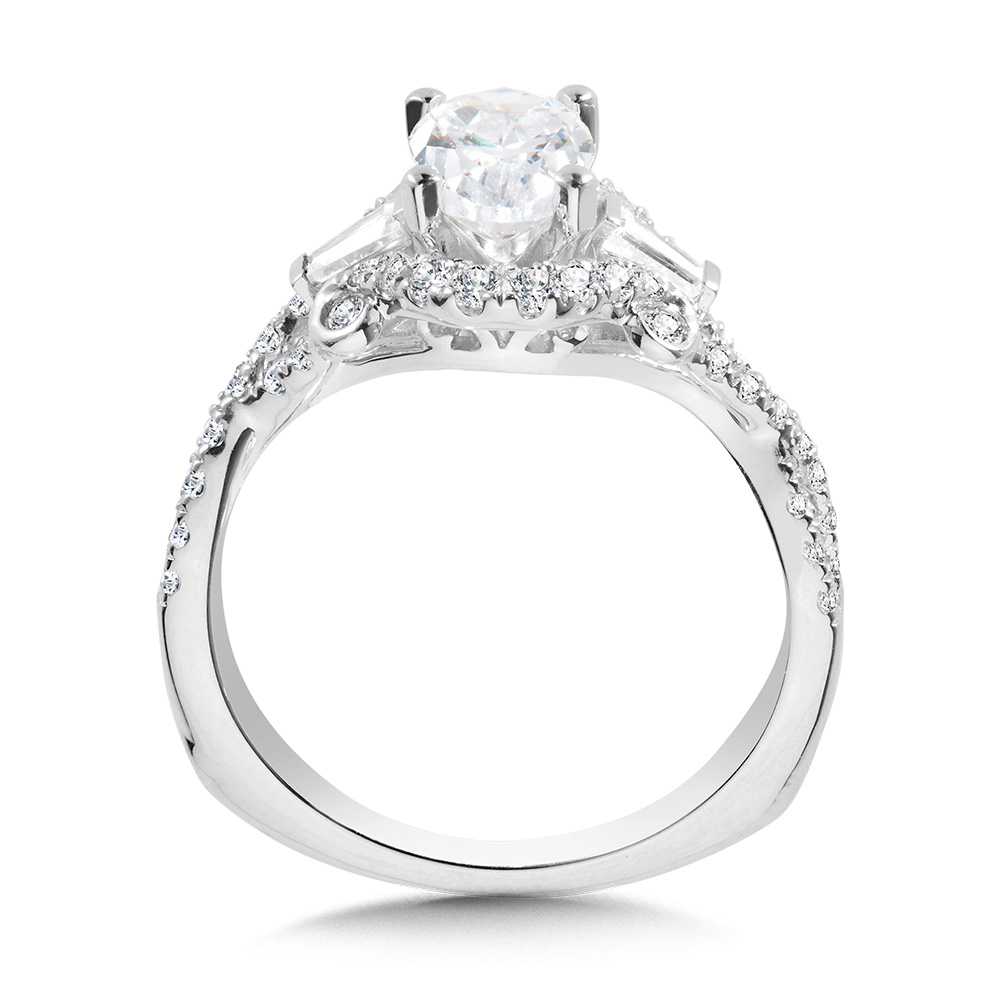 Tapered Oval and Baguette 3 Stone Diamond Engagement Ring Image 2 Biondi Diamond Jewelers Aurora, CO