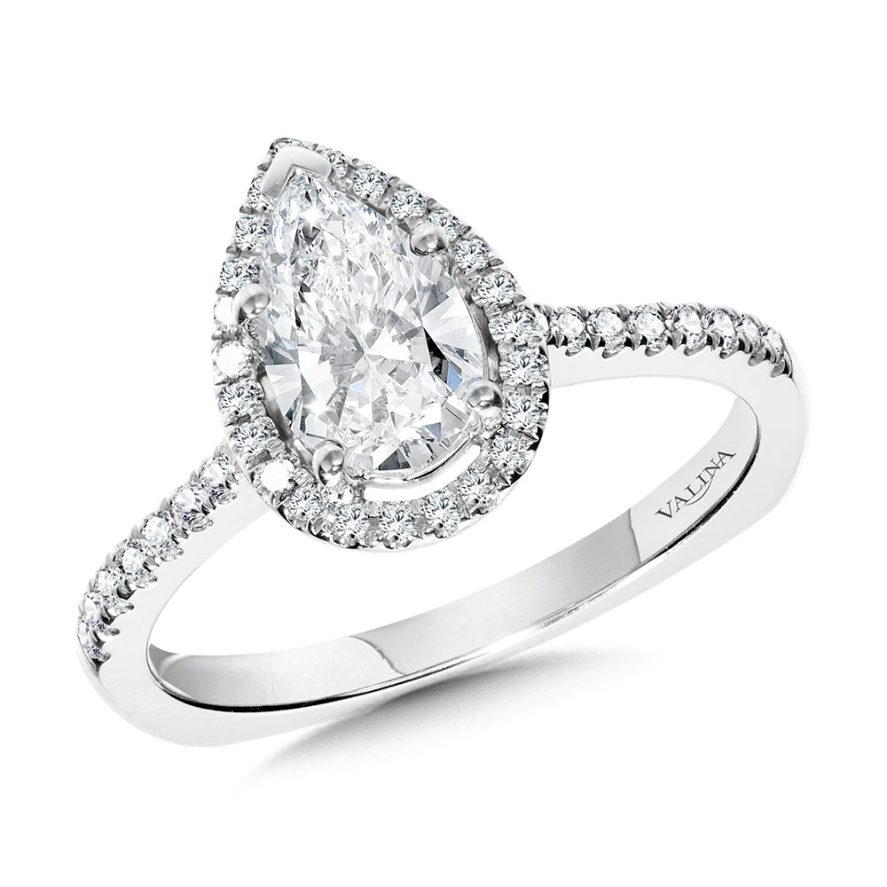 Pear-Shaped Diamond Straight Halo Engagement Ring Gold Mine Jewelers Jackson, CA