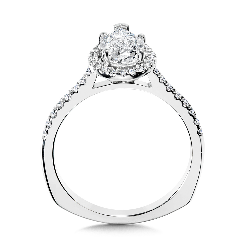 Pear-Shaped Diamond Straight Halo Engagement Ring Image 2 Gold Mine Jewelers Jackson, CA