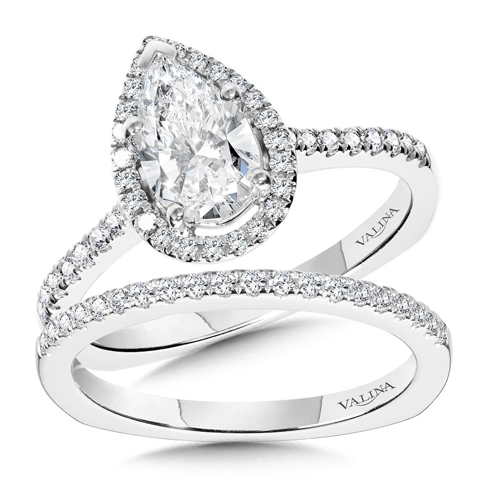 Pear-Shaped Diamond Straight Halo Engagement Ring Image 3 Gold Mine Jewelers Jackson, CA