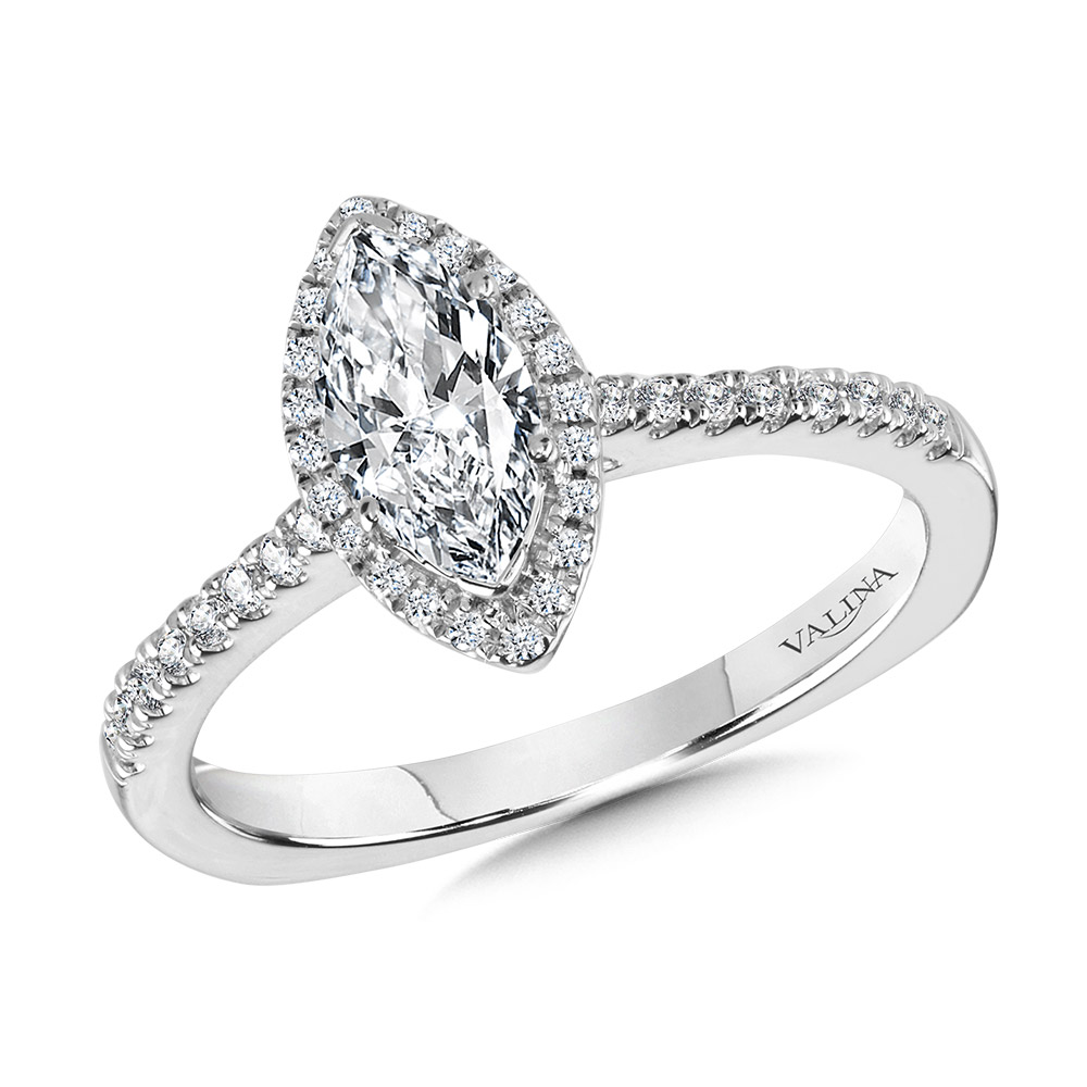 Marquise Diamond Straight Halo Engagement Ring Gold Mine Jewelers Jackson, CA