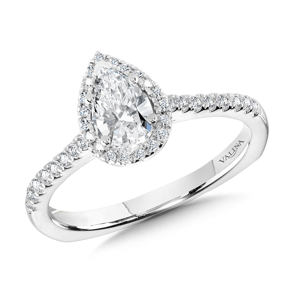 Pear Diamond Straight Halo Engagement Ring Gold Mine Jewelers Jackson, CA