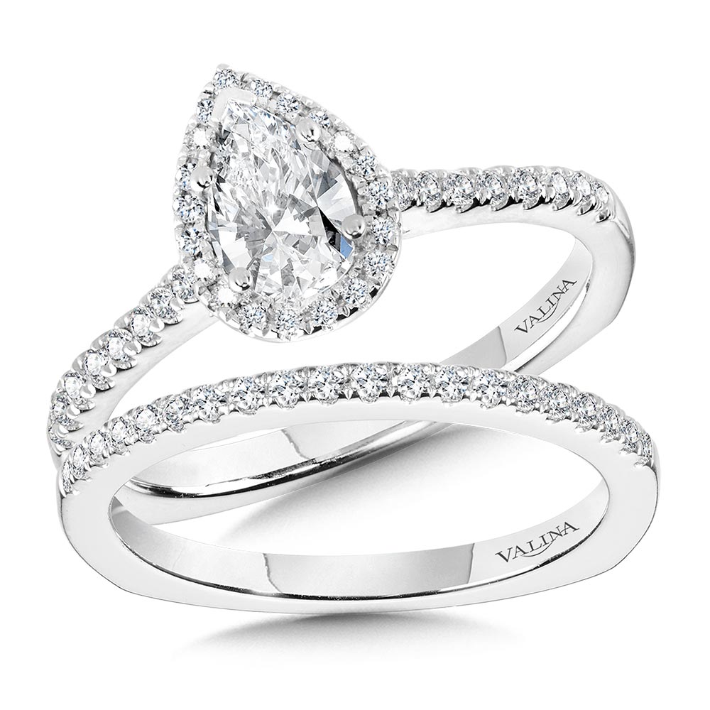 Pear Diamond Straight Halo Engagement Ring Image 3 Coughlin Jewelers St. Clair, MI