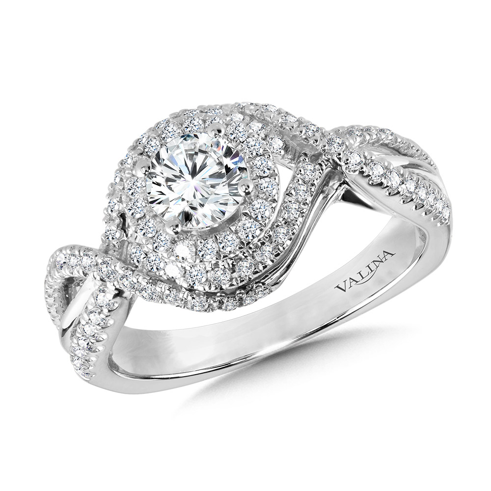 Crisscross Diamond Triple-Halo Engagement Ring Gold Mine Jewelers Jackson, CA