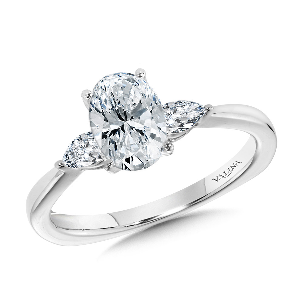 Tapered 3 Stone Oval and Pear Diamond Engagement Ring Gold Mine Jewelers Jackson, CA