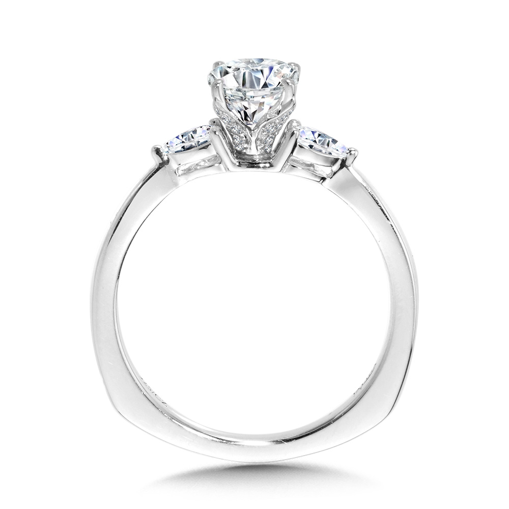 Tapered 3 Stone Oval and Pear Diamond Engagement Ring Image 2 Biondi Diamond Jewelers Aurora, CO