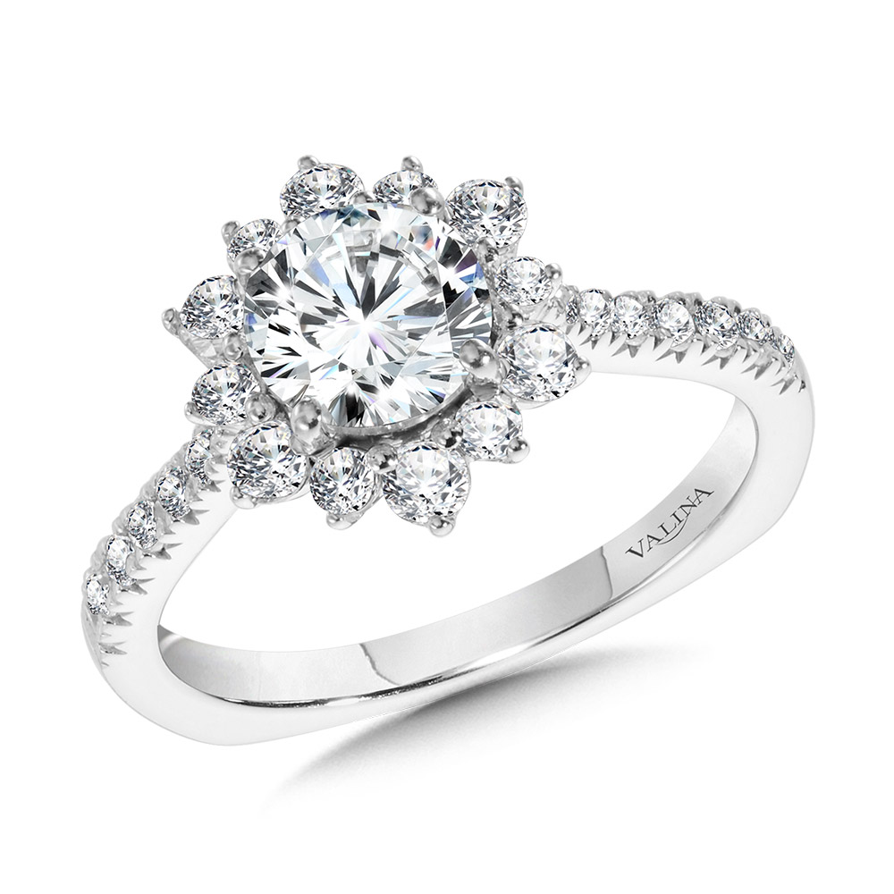 Floral Halo Diamond Engagement Ring Gold Mine Jewelers Jackson, CA
