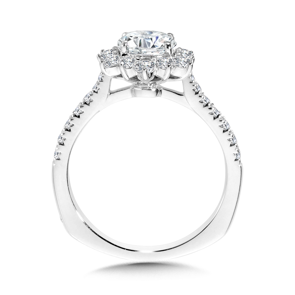 Floral Halo Diamond Engagement Ring Image 2 The Jewelry Source El Segundo, CA