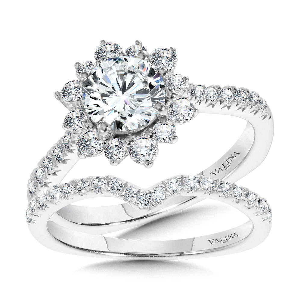 Floral Halo Diamond Engagement Ring Image 3 The Jewelry Source El Segundo, CA