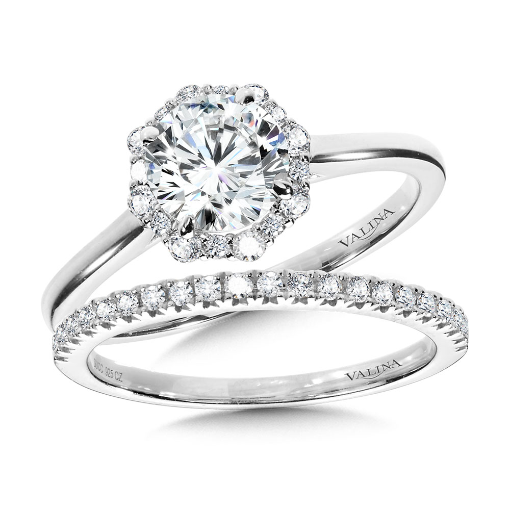Modern Straight Halo Diamond Engagement Ring Image 3 Coughlin Jewelers St. Clair, MI
